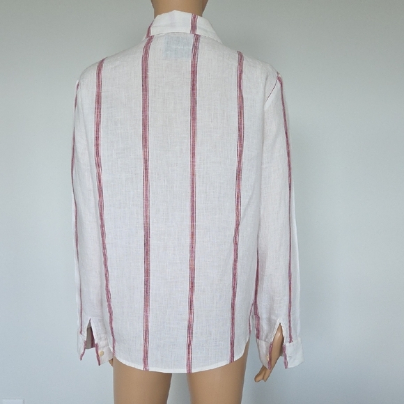 Reformation Ivory Shirt with Crimson Stripes M - Picture 2 of 5